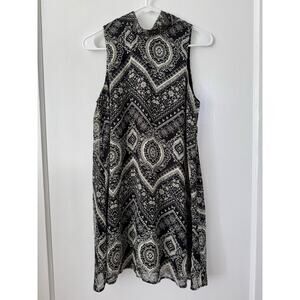 Cookies Hawai’i Paisley High Neck Black and Cream Color Midi Dress Size Small